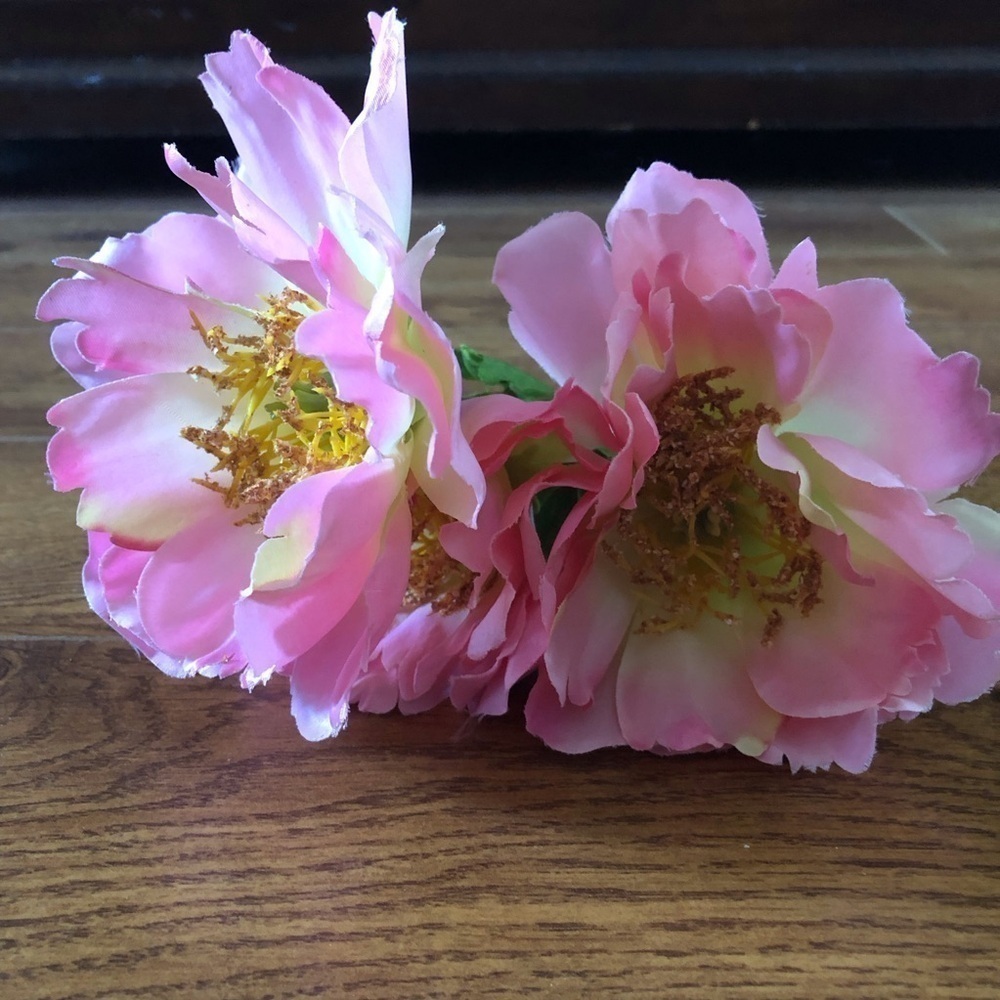 Pink faux flowers